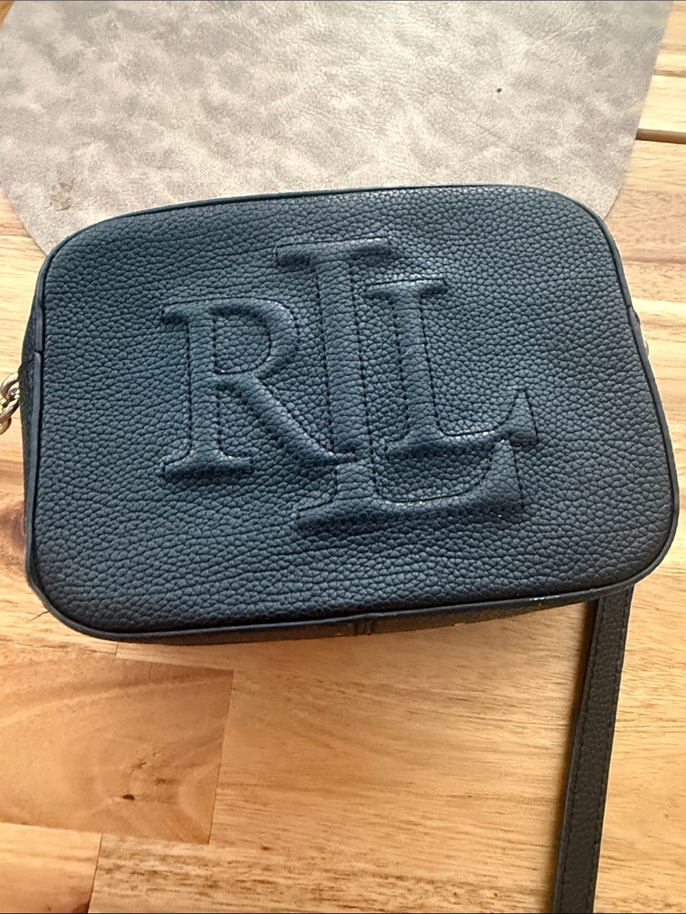 Lauren Ralph Lauren Black Logo-Print Lined Handbag Interior